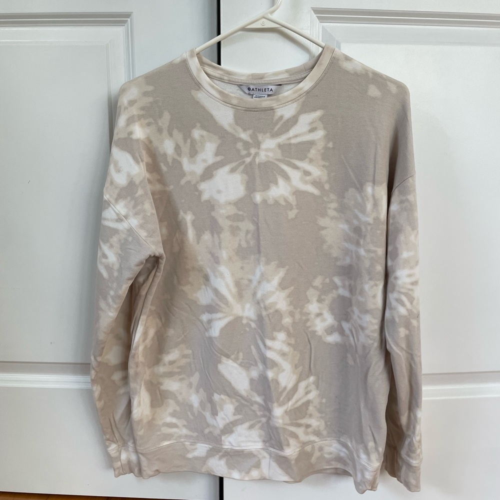 Athleta Women’s XS Taupe / White Tie-Dye Pullover Sweatshirt